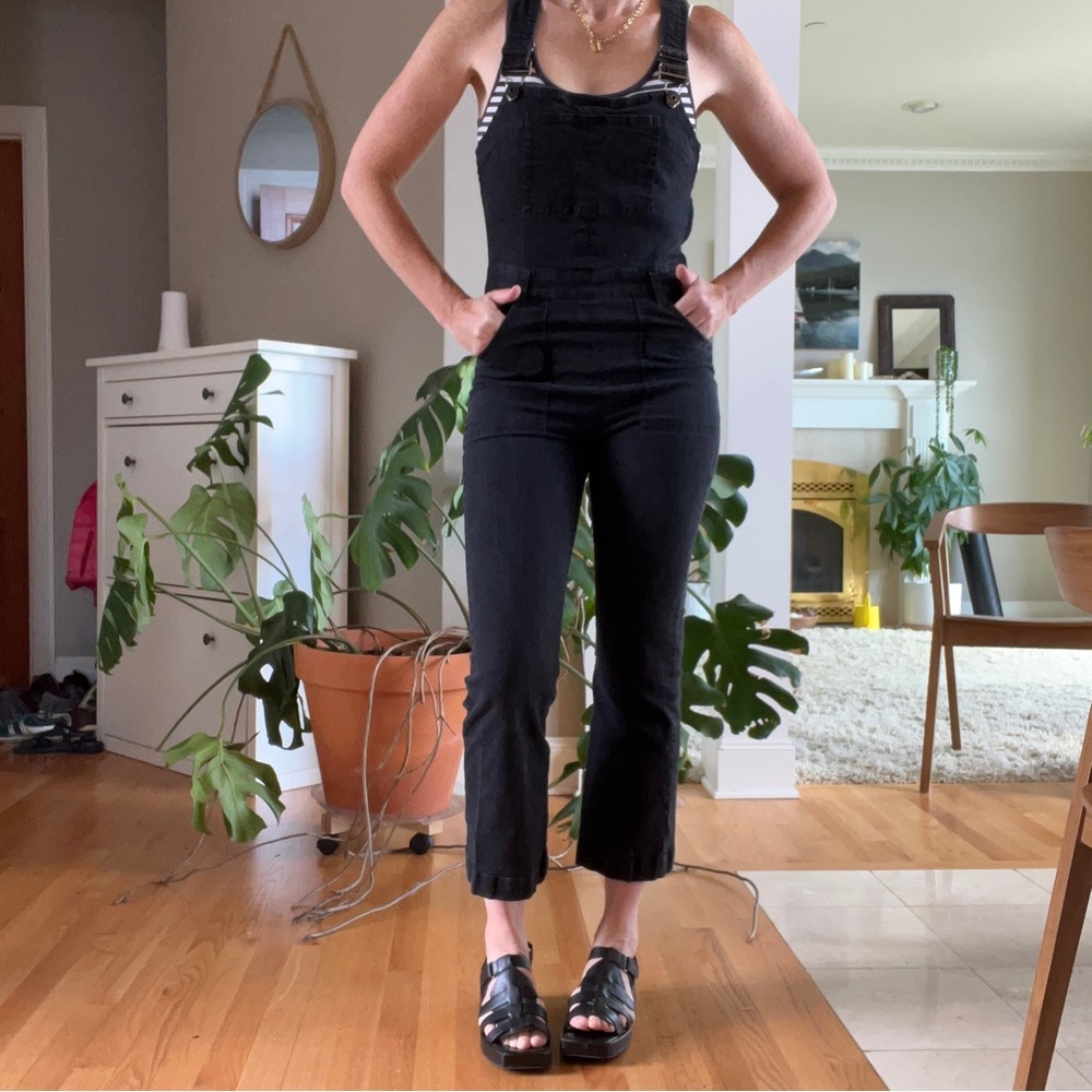 Torn by Ronny Kobo Black Cropped Overalls Jumpsuit